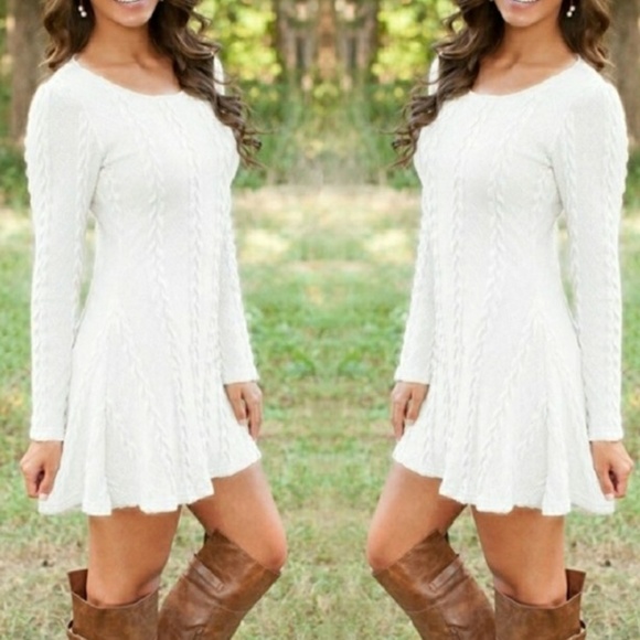 Moking Top Dresses & Skirts - NWOT: Cable Knit Long Sleeve Sweater Dress